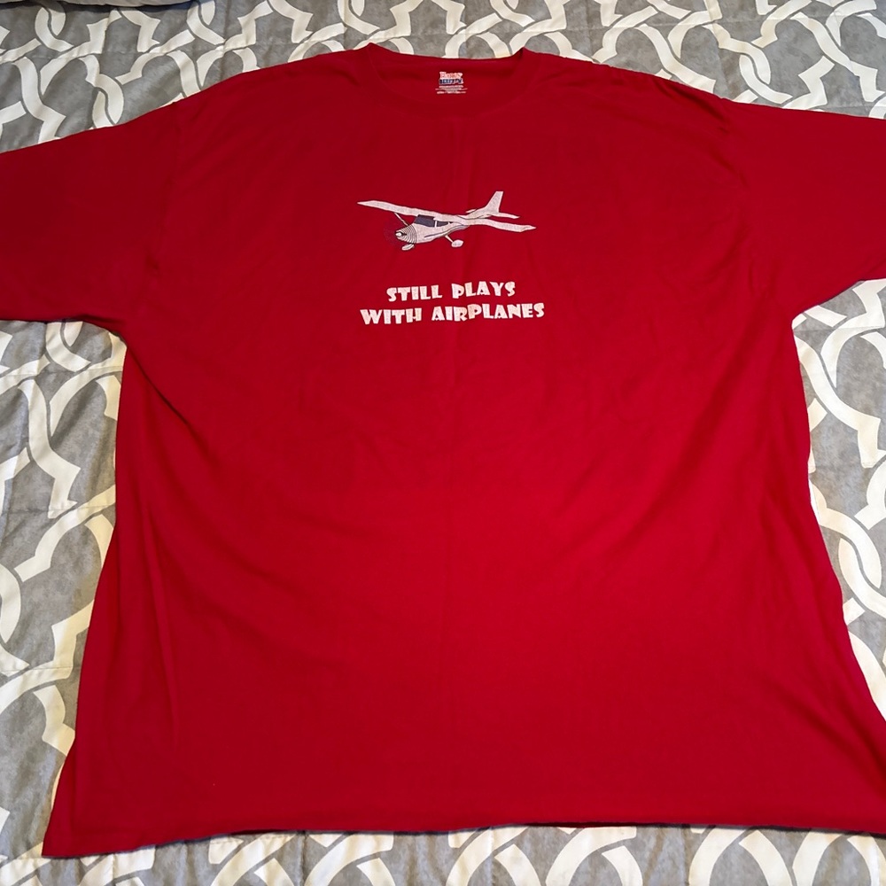Still Plays With Airplanes Red Graphic Short Sleeve Tee